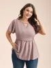 Sheer Textured Lace Panel Flared Top sold by Bloomchic