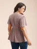 Sheer Textured Lace Panel Flared Top sold by Bloomchic