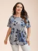 Floral Print Round Neck Fitted T-Shirt sold by Bloomchic