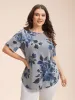 Floral Print Round Neck Fitted T-Shirt sold by Bloomchic