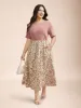 Floral Color Contrast Ribbed Pockets Maxi Dress sold by Bloomchic