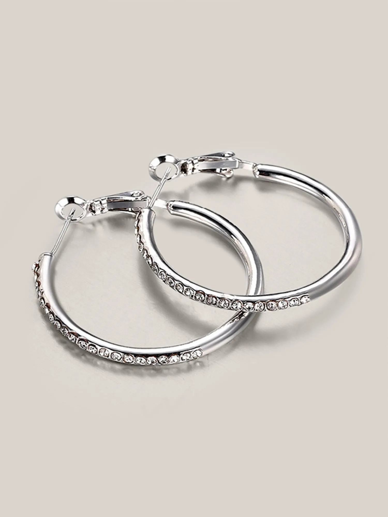 Silver Crystal Hoop Earrings sold by Bloomchic product image thumbnail 4