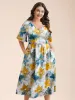Floral Wrap Neck Fit & Flare Dress sold by Bloomchic