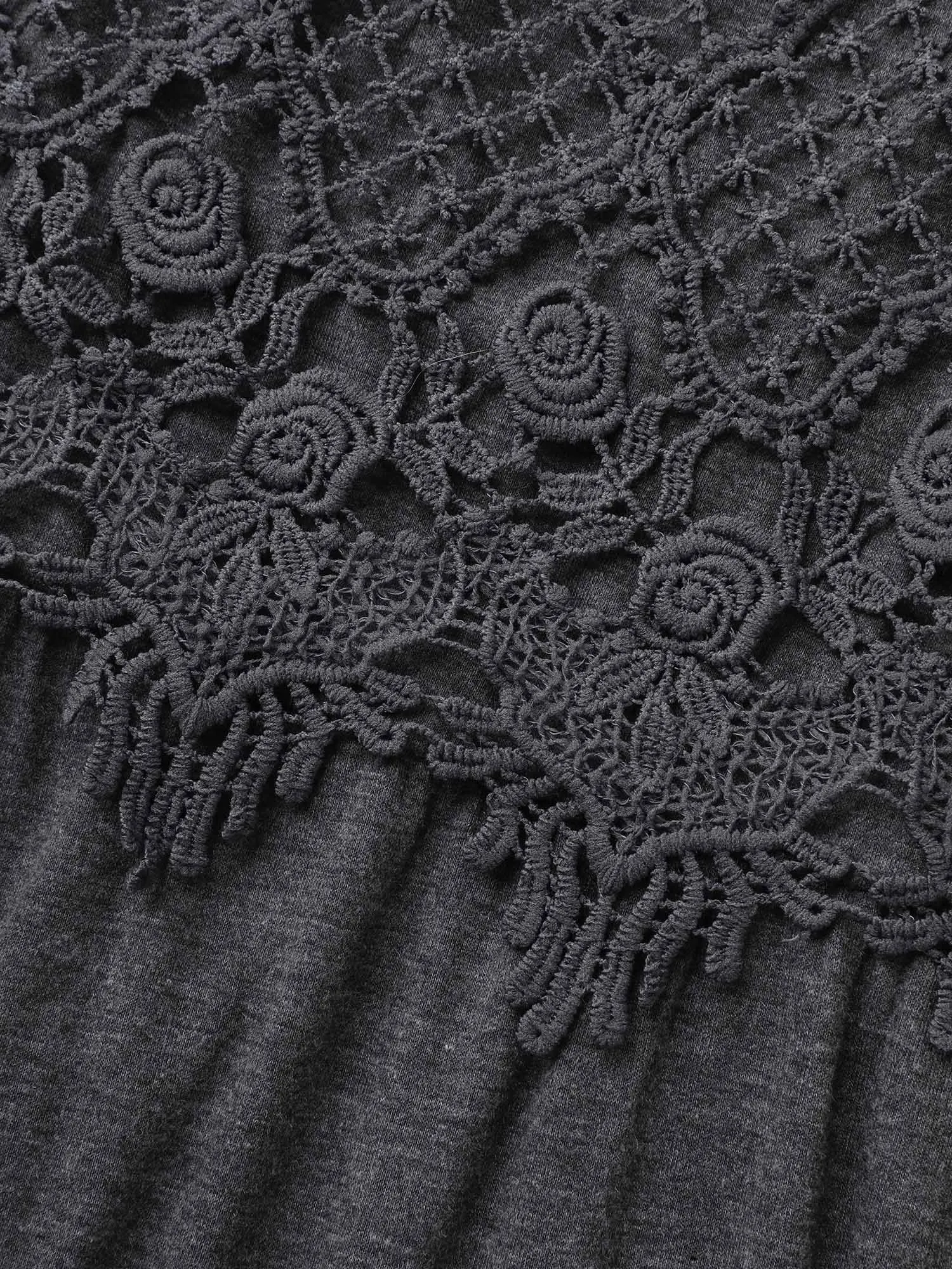 Lace Waist-Cinched Pockets Midi Dress sold by Bloomchic product image thumbnail 5