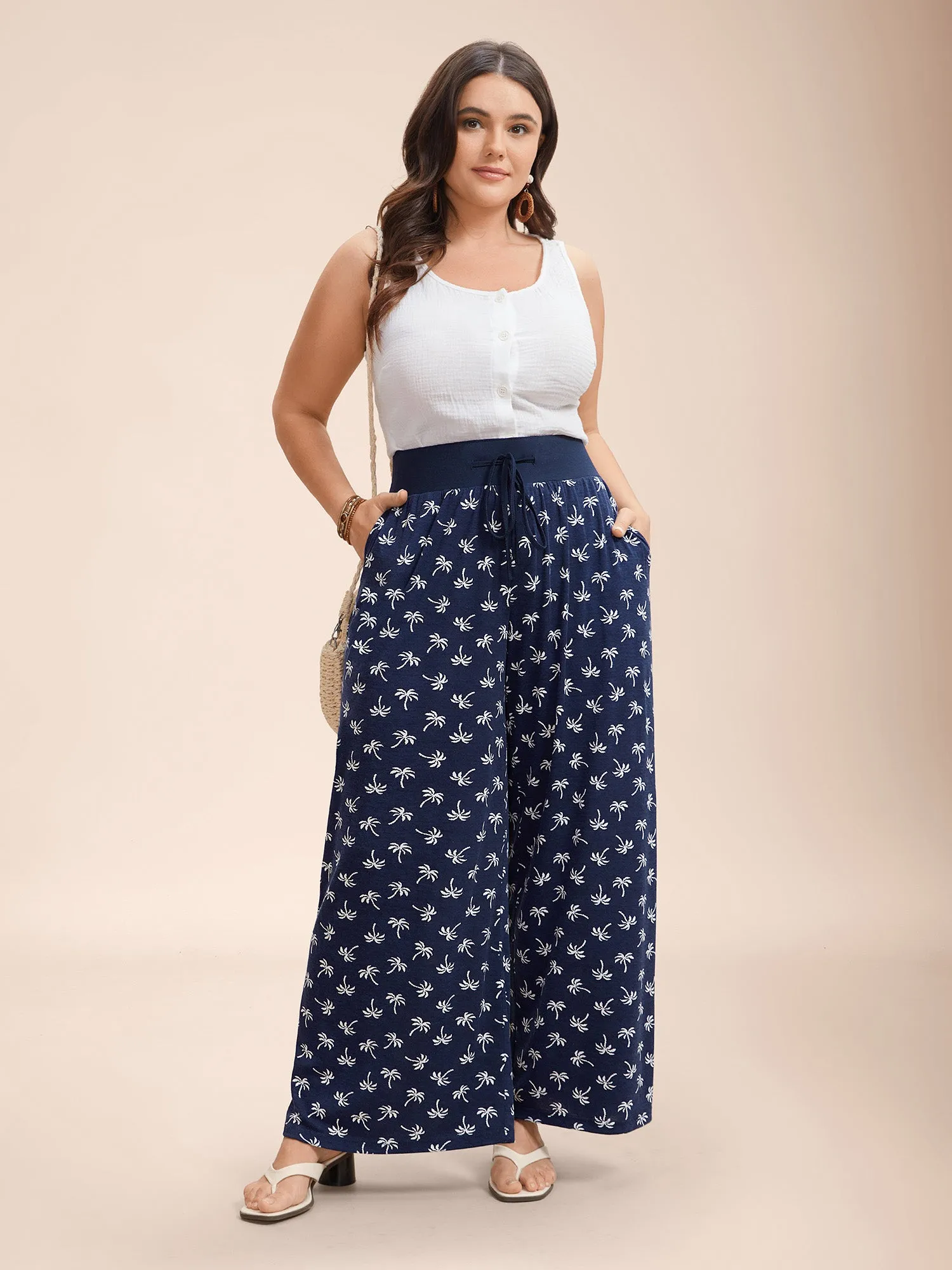 Color Block Printed Drawstring Straight Pants sold by Bloomchic product image thumbnail 2