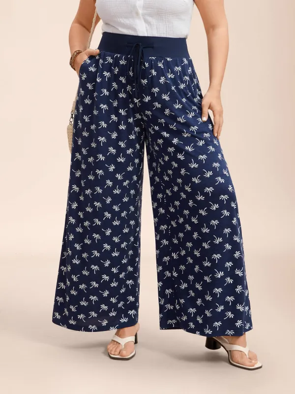 Color Block Printed Drawstring Straight Pants sold by Bloomchic