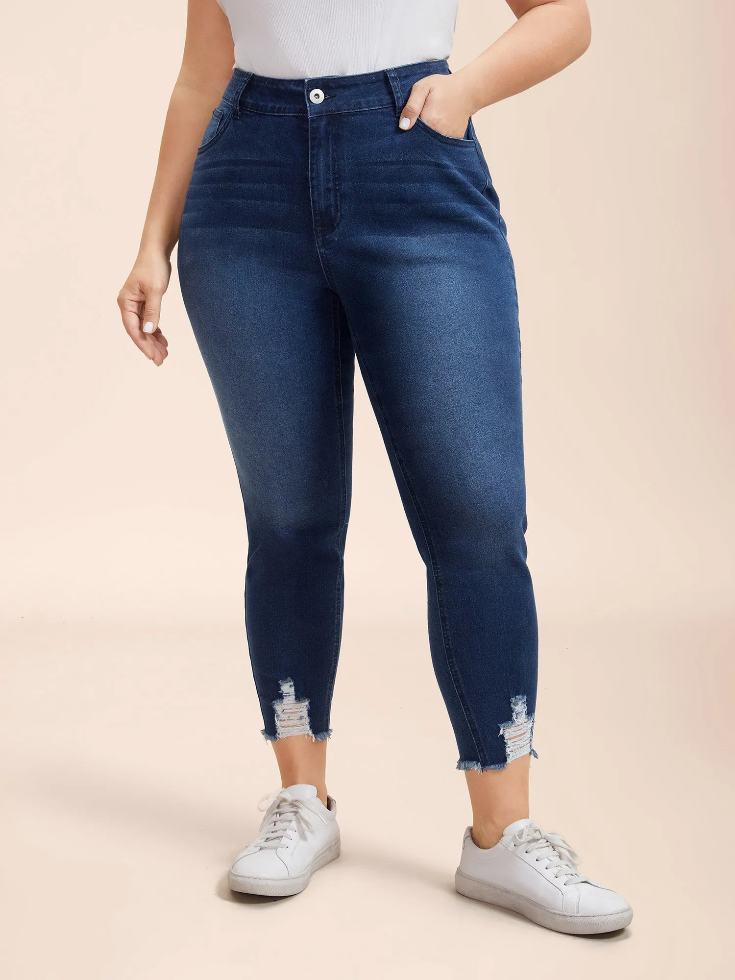 Mid-Rise Whiskered Slim-Fit Jeans sold by Bloomchic product image thumbnail 4