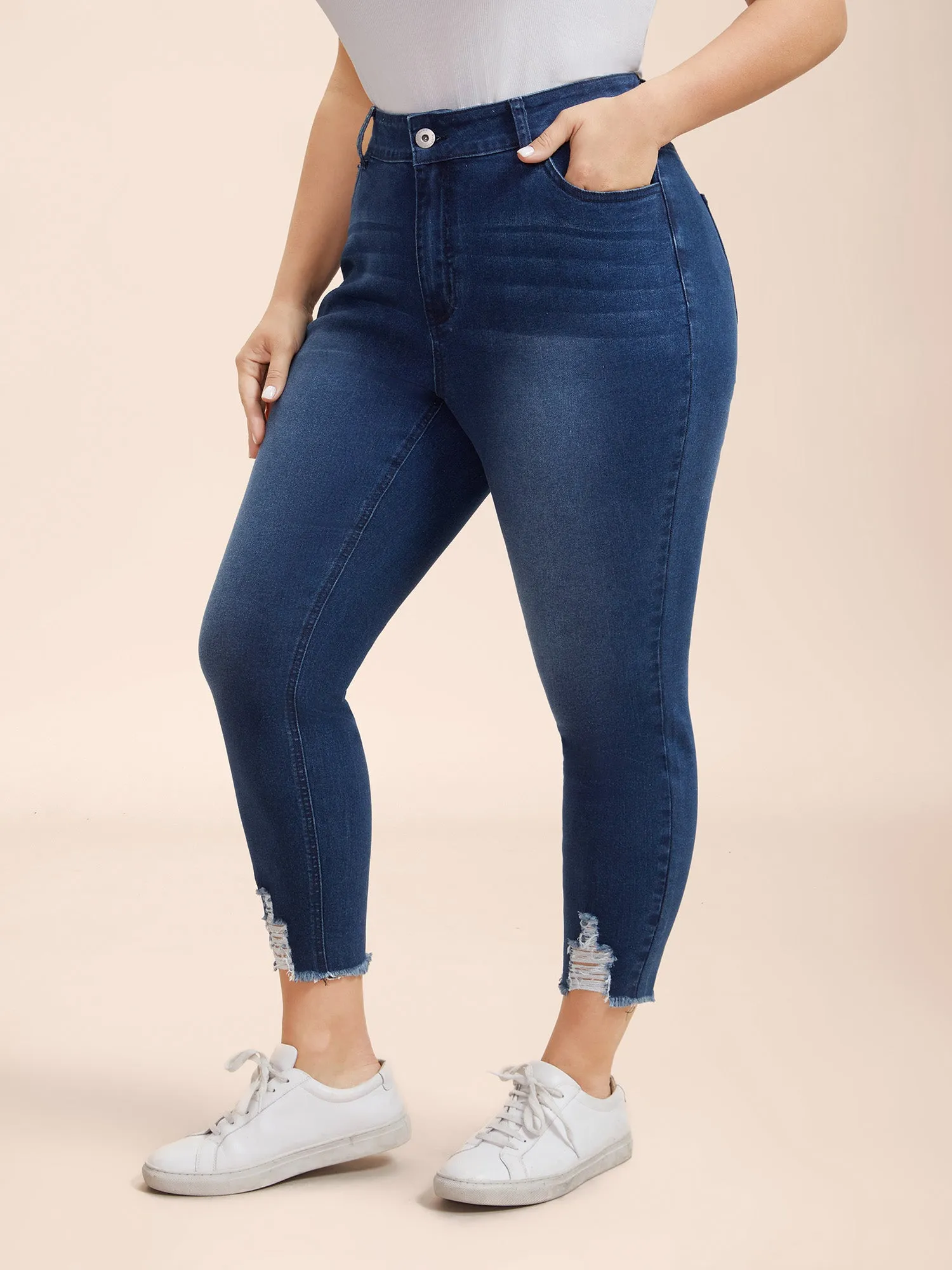 Mid-Rise Whiskered Slim-Fit Jeans sold by Bloomchic product image thumbnail 3