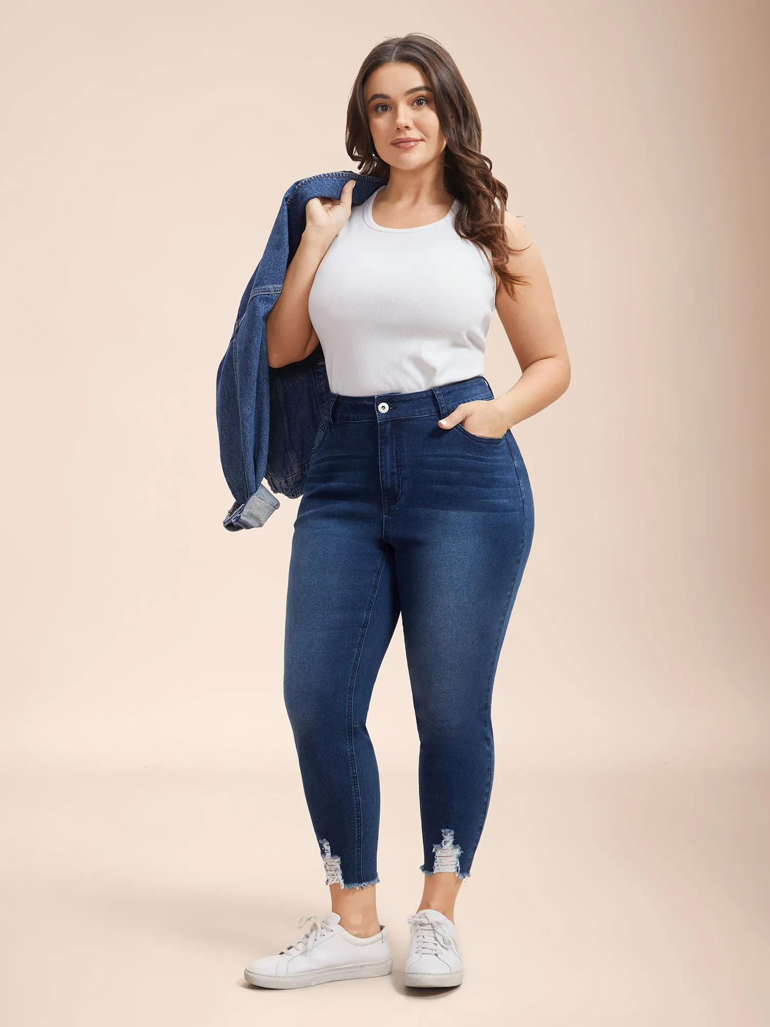 Mid-Rise Whiskered Slim-Fit Jeans sold by Bloomchic product image thumbnail 5