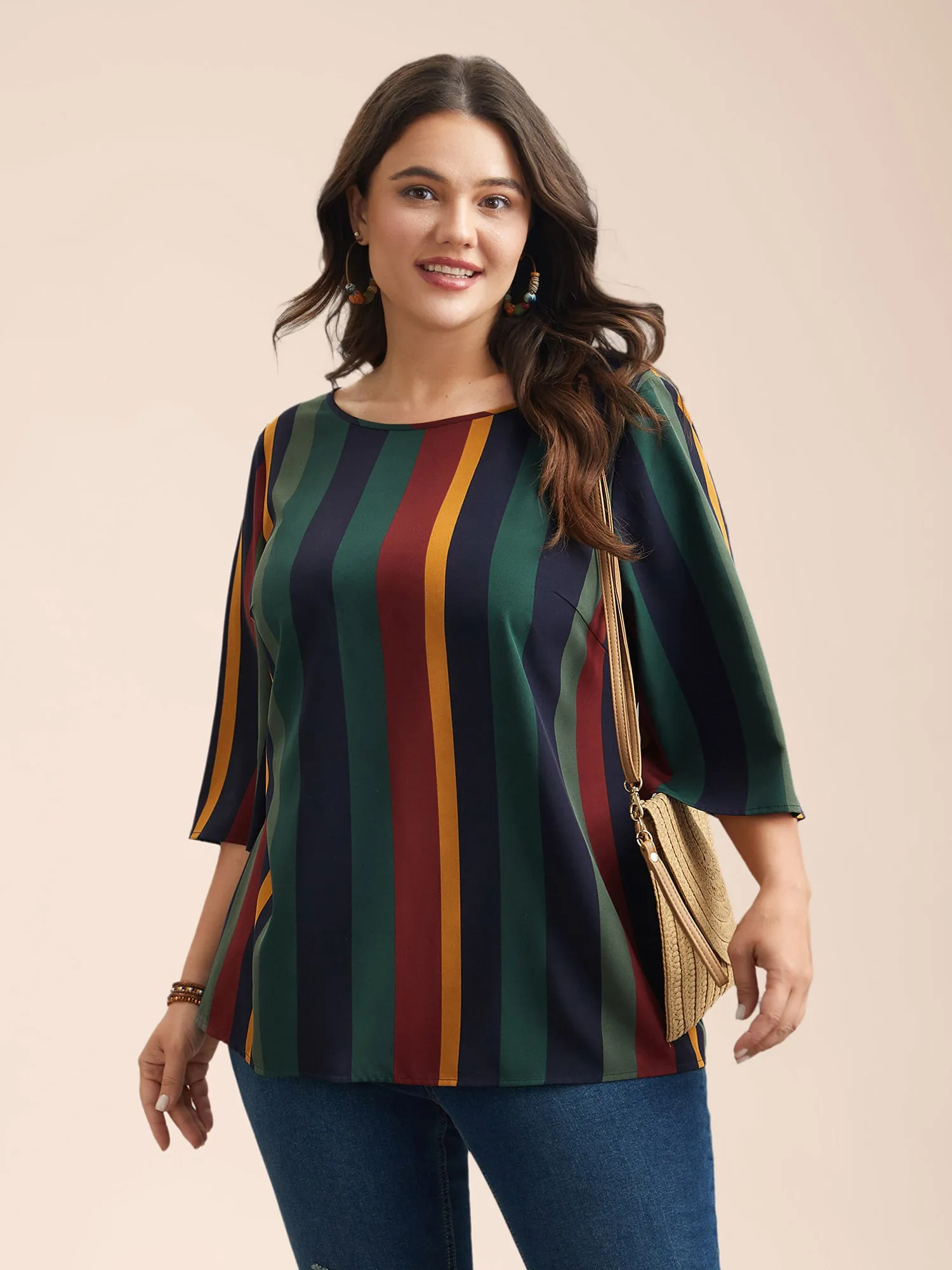 Multi-Color Striped Round Neck Shirt sold by Bloomchic product image thumbnail 3