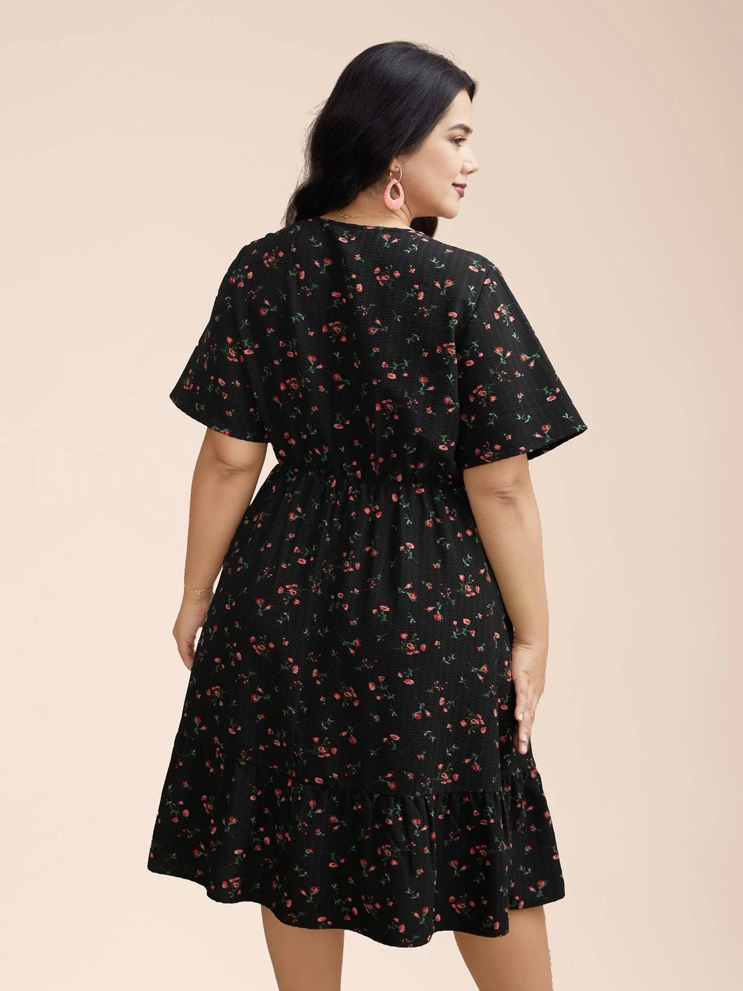 Floral Flared Sleeve Tiered Midi Dress sold by Bloomchic product image thumbnail 4