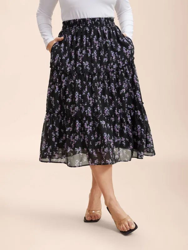 Flirty Floral Pleated Sheer Midi Skirt sold by Bloomchic