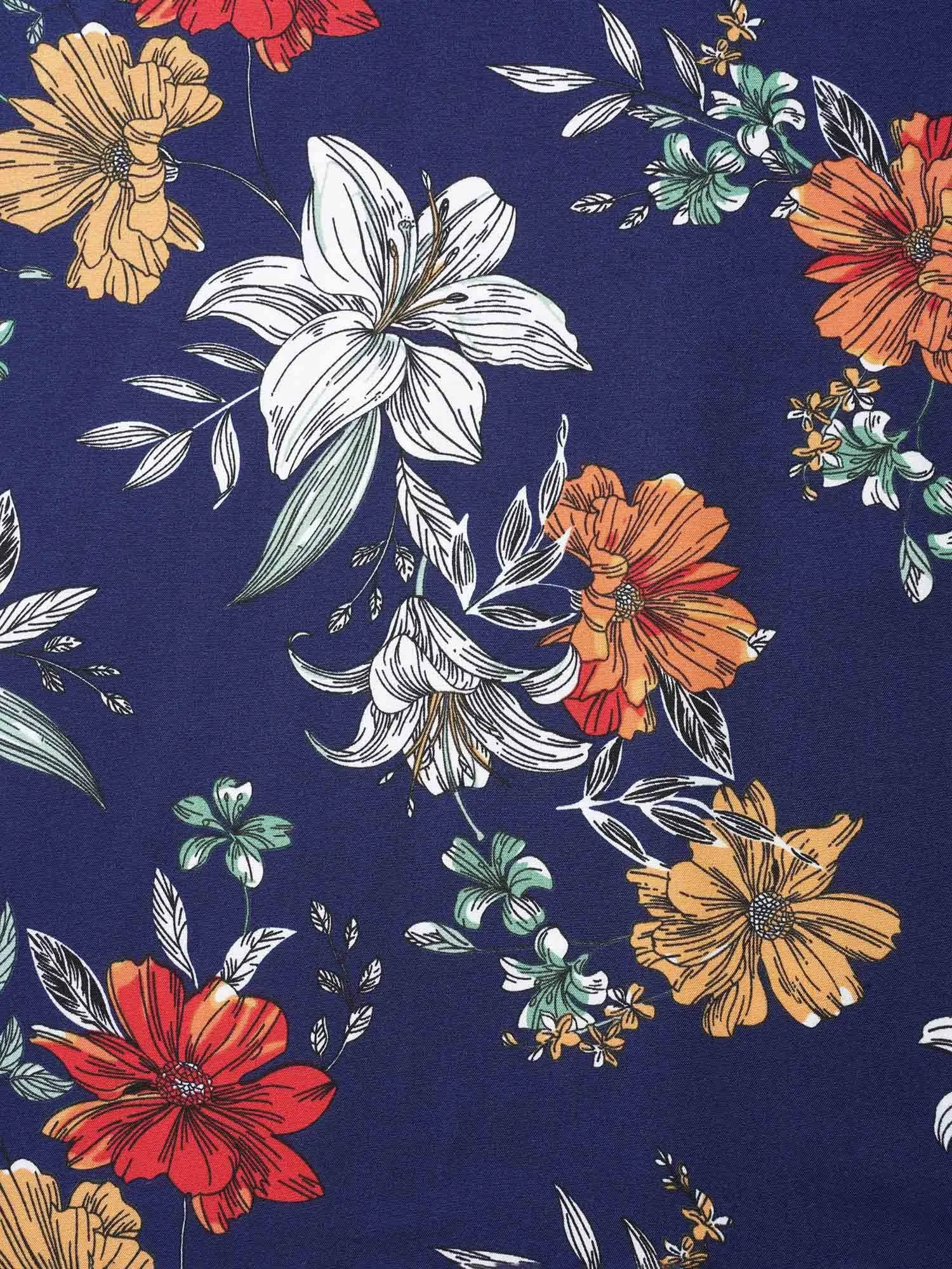 Floral Print Drawstring Pleated Midi Skirt sold by Bloomchic product image thumbnail 3