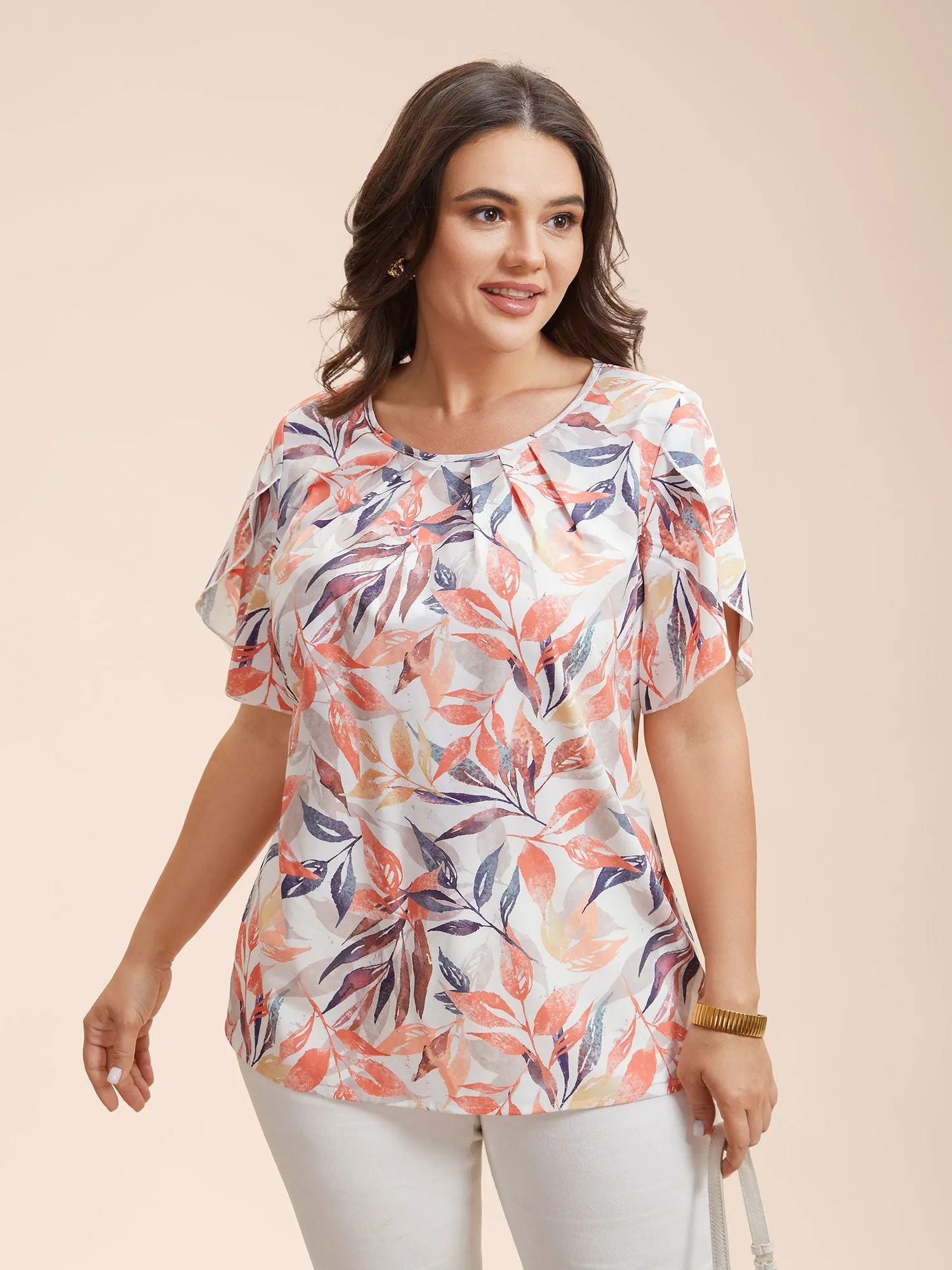 Floral Petal Sleeve Pleated Shirt sold by Bloomchic product image thumbnail 3