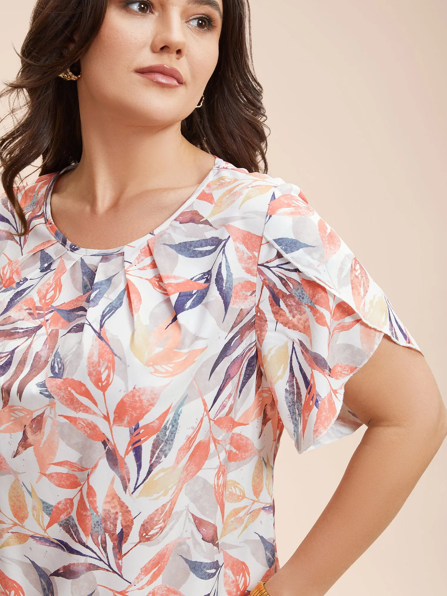 Floral Petal Sleeve Pleated Shirt sold by Bloomchic product image thumbnail 2