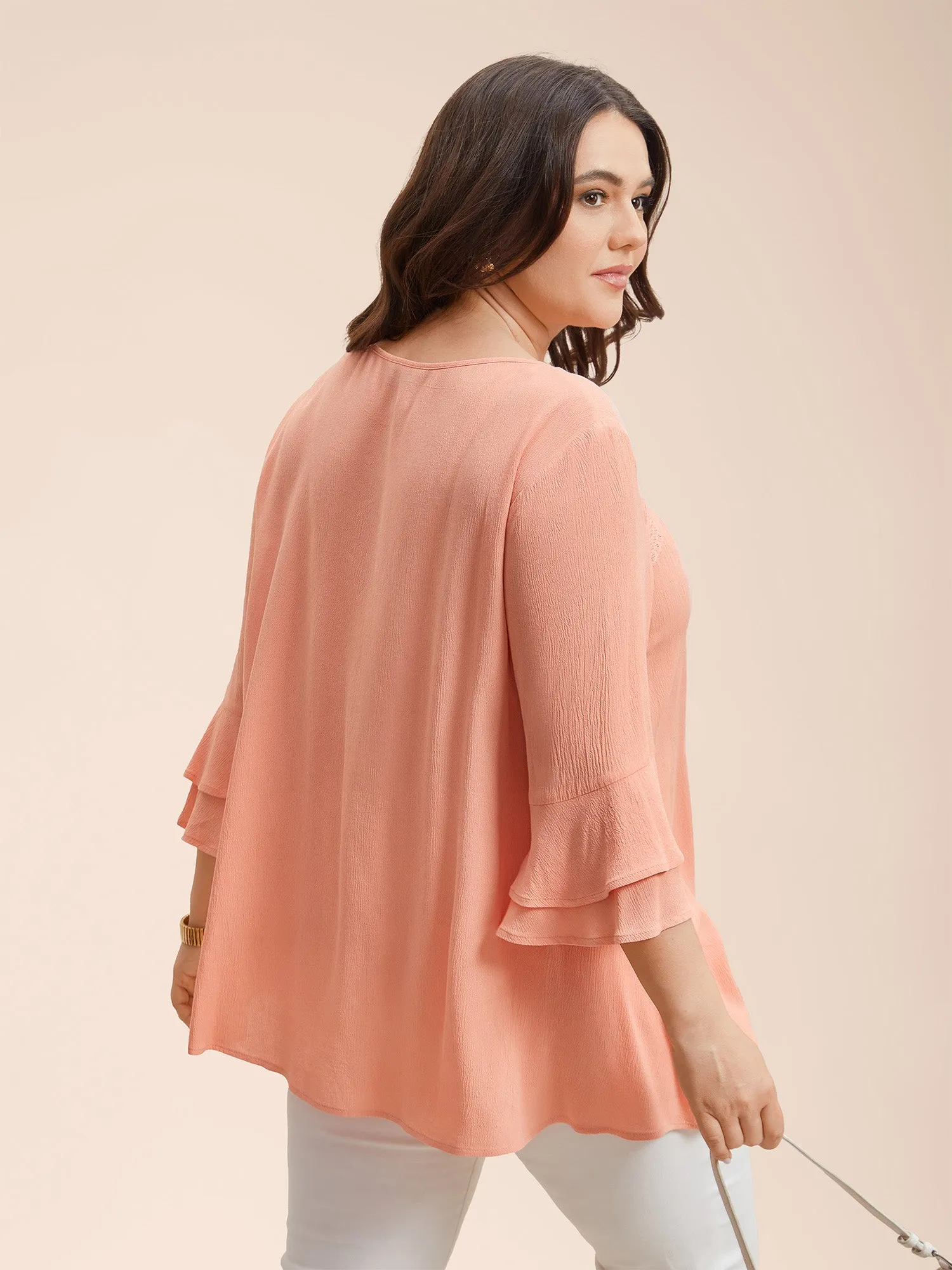 Lotus Leaf Edge Lace Spliced Shirt sold by Bloomchic product image thumbnail 5