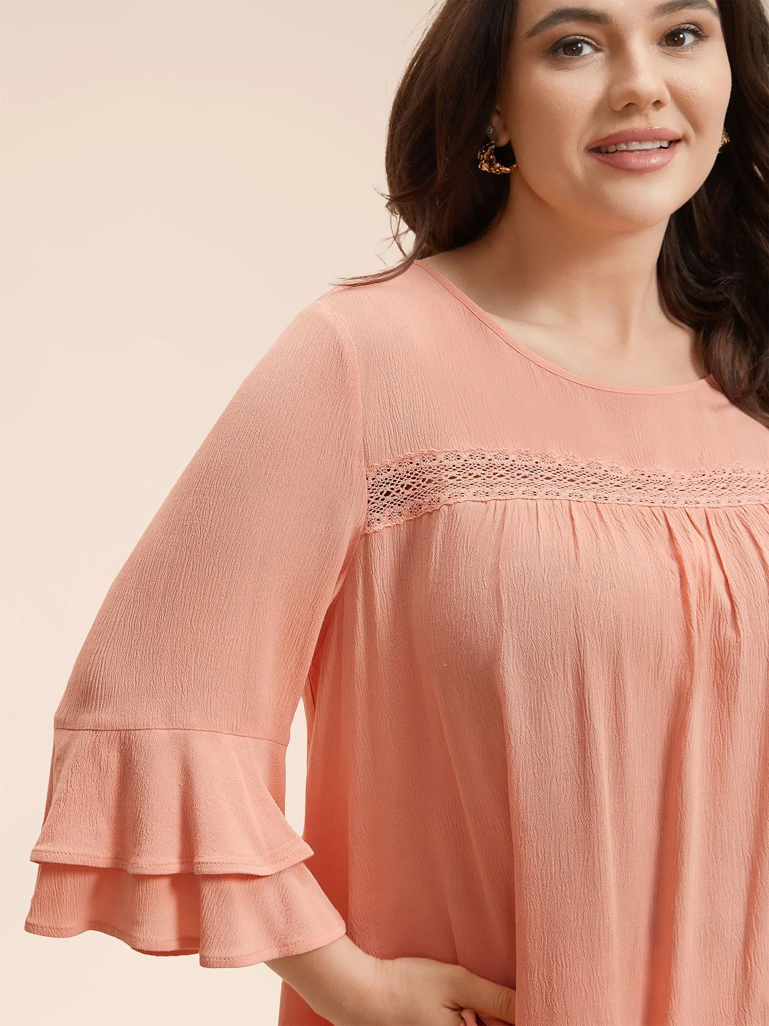 Lotus Leaf Edge Lace Spliced Shirt sold by Bloomchic product image thumbnail 3