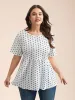 Polka Dot Button-Back Flared Shirt sold by Bloomchic