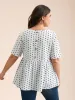 Polka Dot Button-Back Flared Shirt sold by Bloomchic