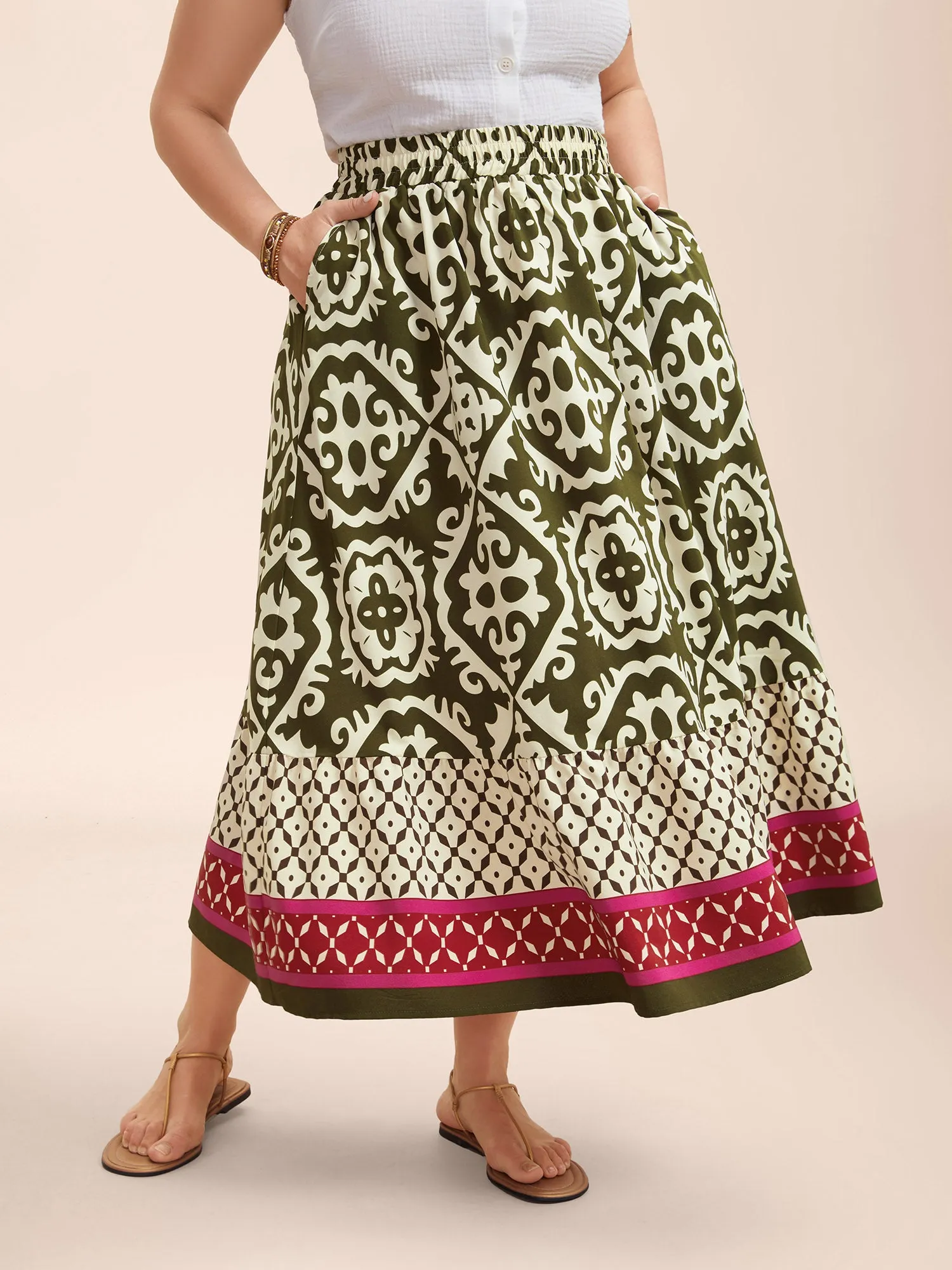 Mixed Ornate Print Contrast Maxi Skirt sold by Bloomchic product image thumbnail 4