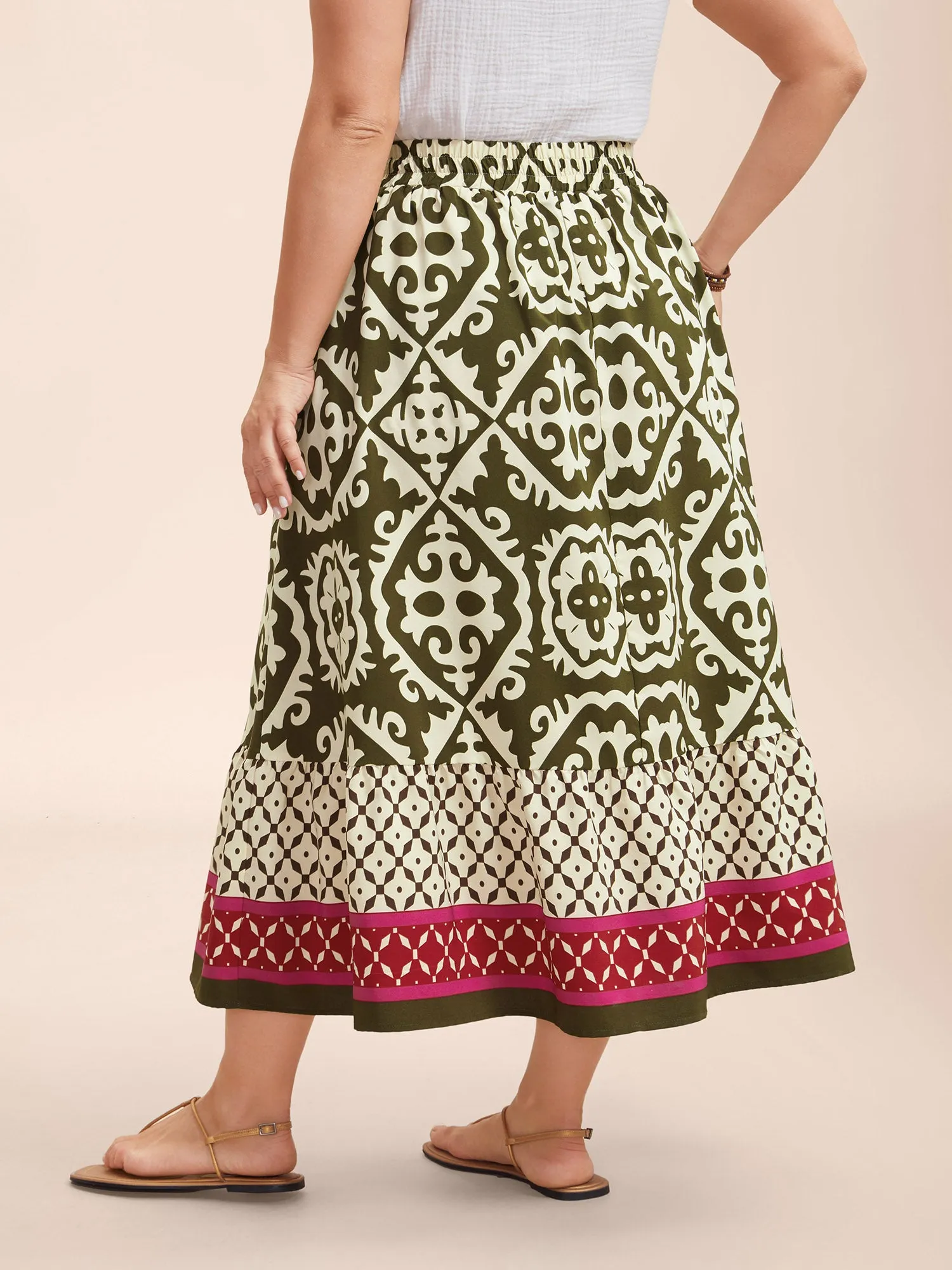 Mixed Ornate Print Contrast Maxi Skirt sold by Bloomchic product image thumbnail 5