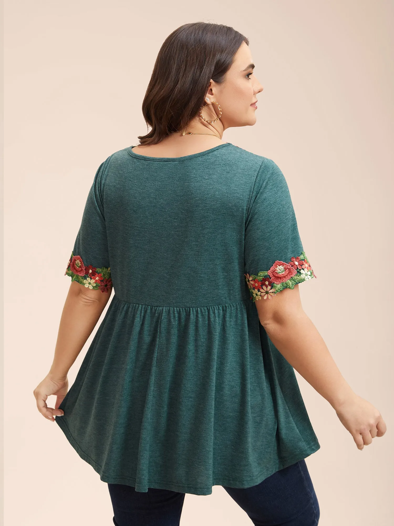 Floral Neckline Stretchy Pleated Top sold by Bloomchic product image thumbnail 3