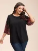 Floral Spliced Round Neck Blouse sold by Bloomchic