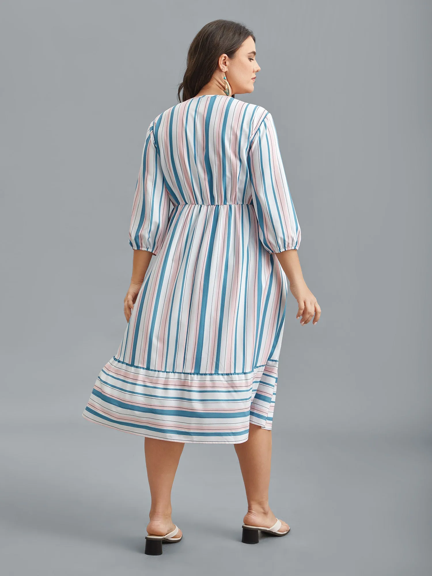 Stretchy Striped Tassels Tiered Midi Dress sold by Bloomchic product image thumbnail 5