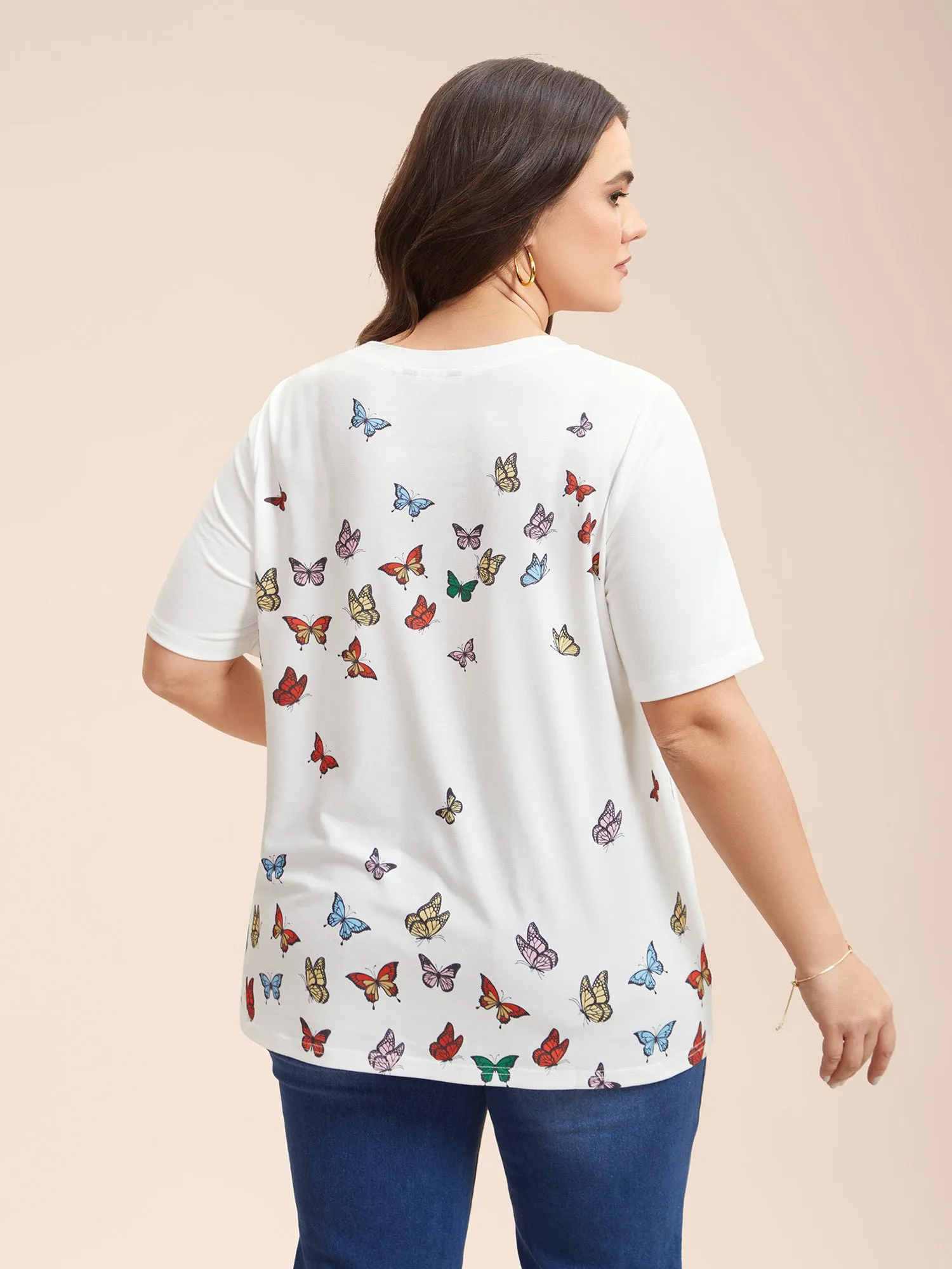 Butterfly Print Stretchy T-Shirt sold by Bloomchic product image thumbnail 3