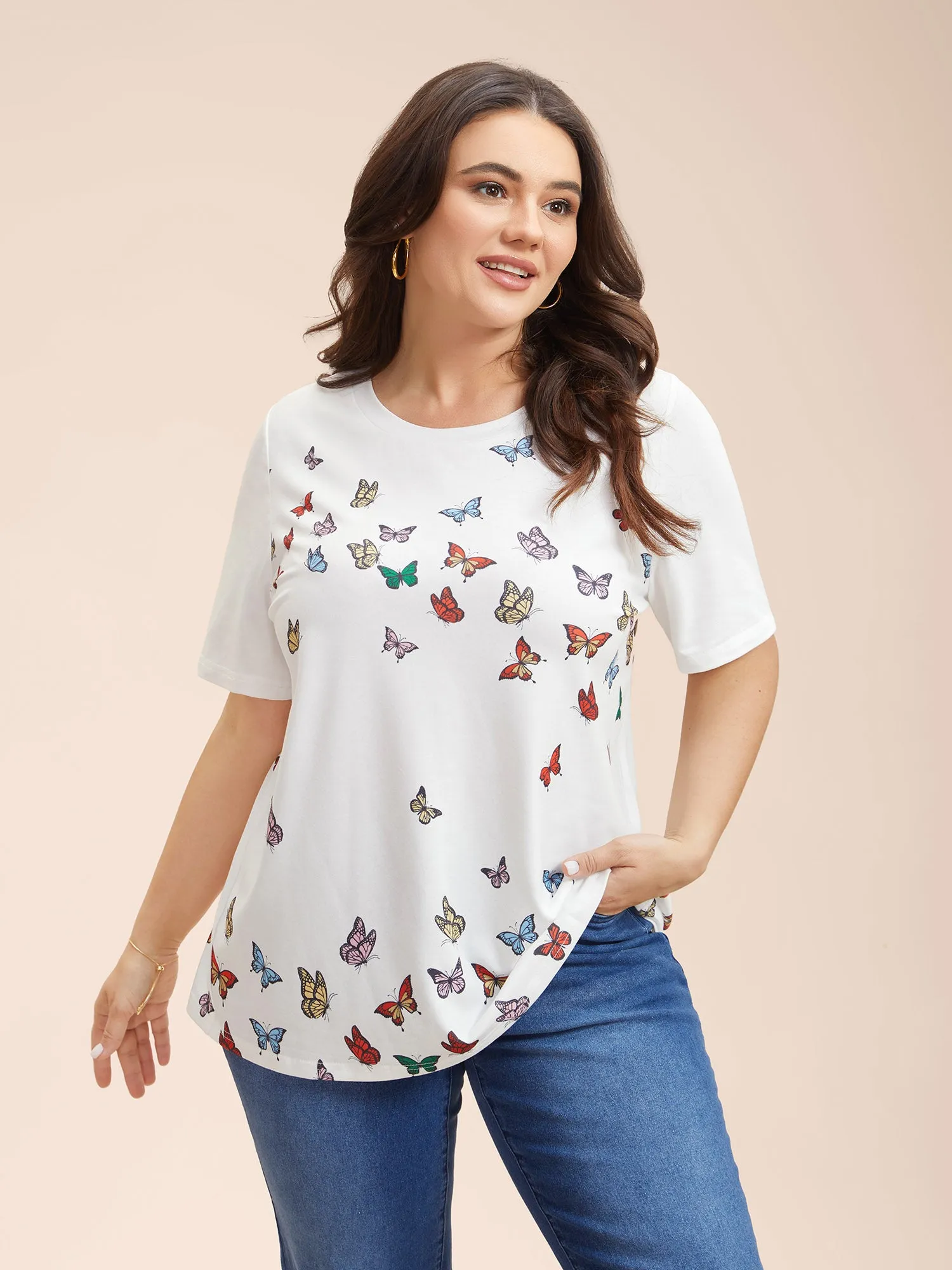 Butterfly Print Stretchy T-Shirt sold by Bloomchic product image thumbnail 2
