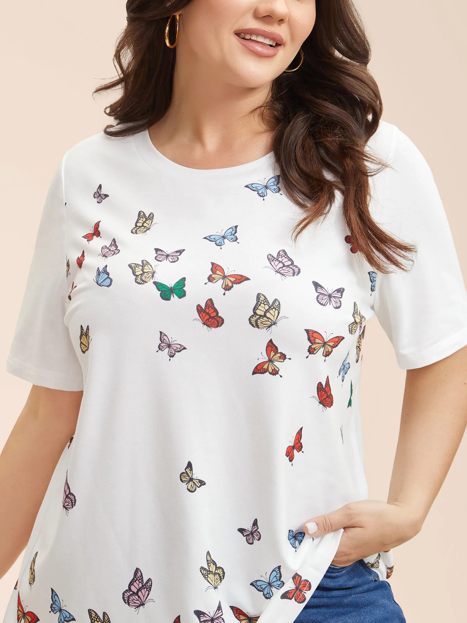 Butterfly Print Stretchy T-Shirt sold by Bloomchic product image thumbnail 5