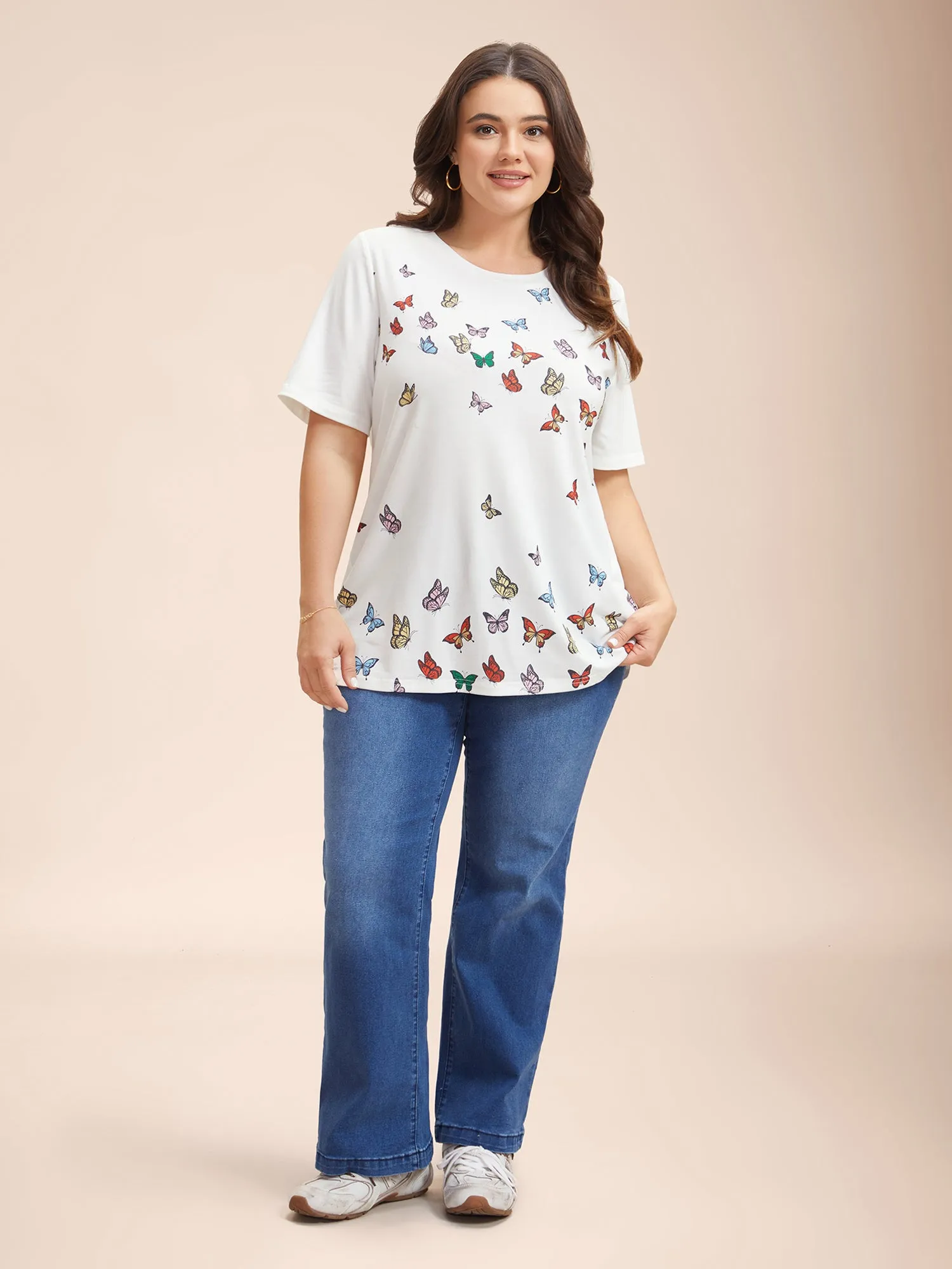 Butterfly Print Stretchy T-Shirt sold by Bloomchic product image thumbnail 4