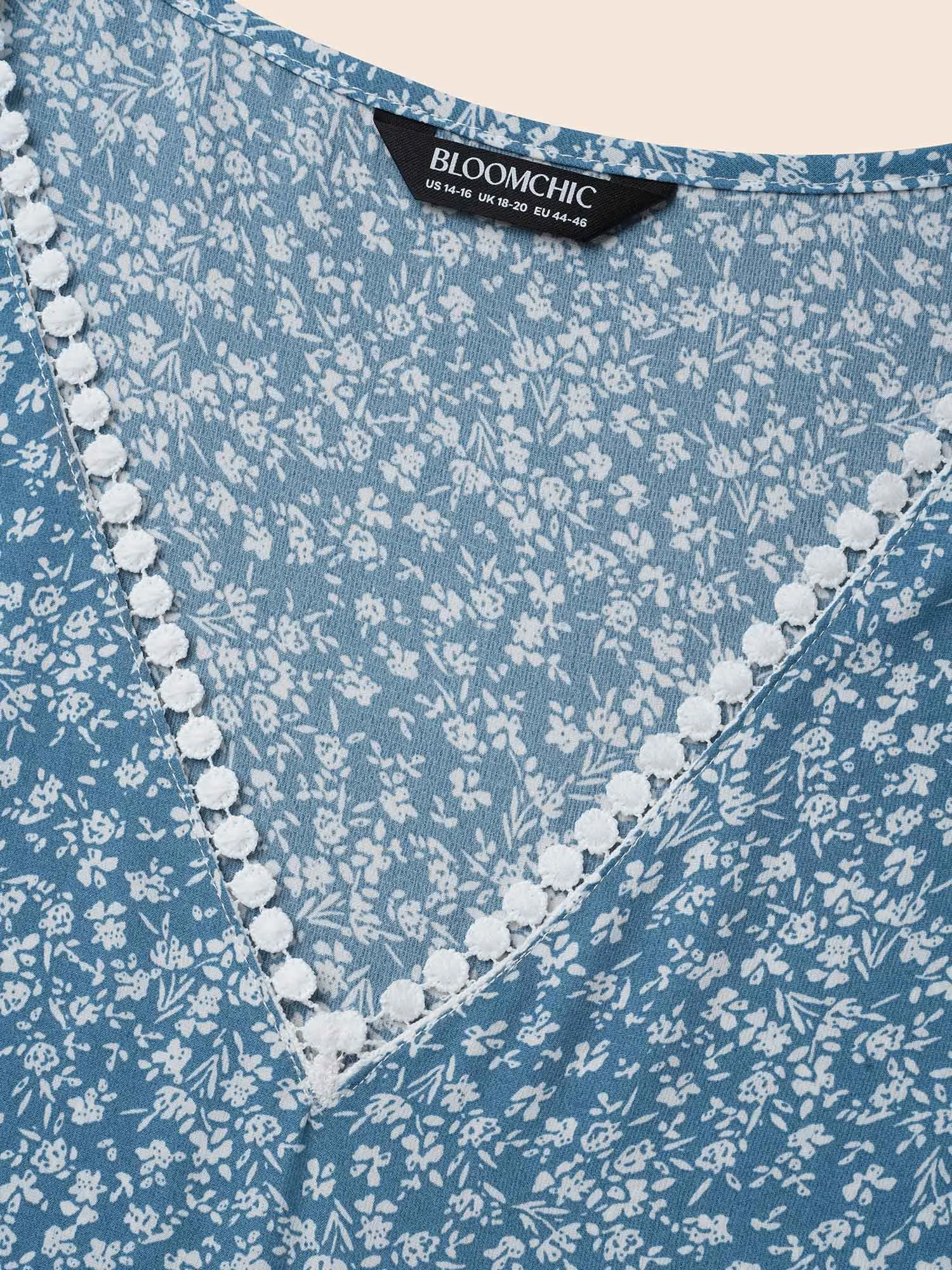 Petal Sleeve Floral Lace Spliced Shirt sold by Bloomchic product image thumbnail 5