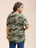 Camouflage Print V-Neck Curvy T-Shirt sold by Bloomchic