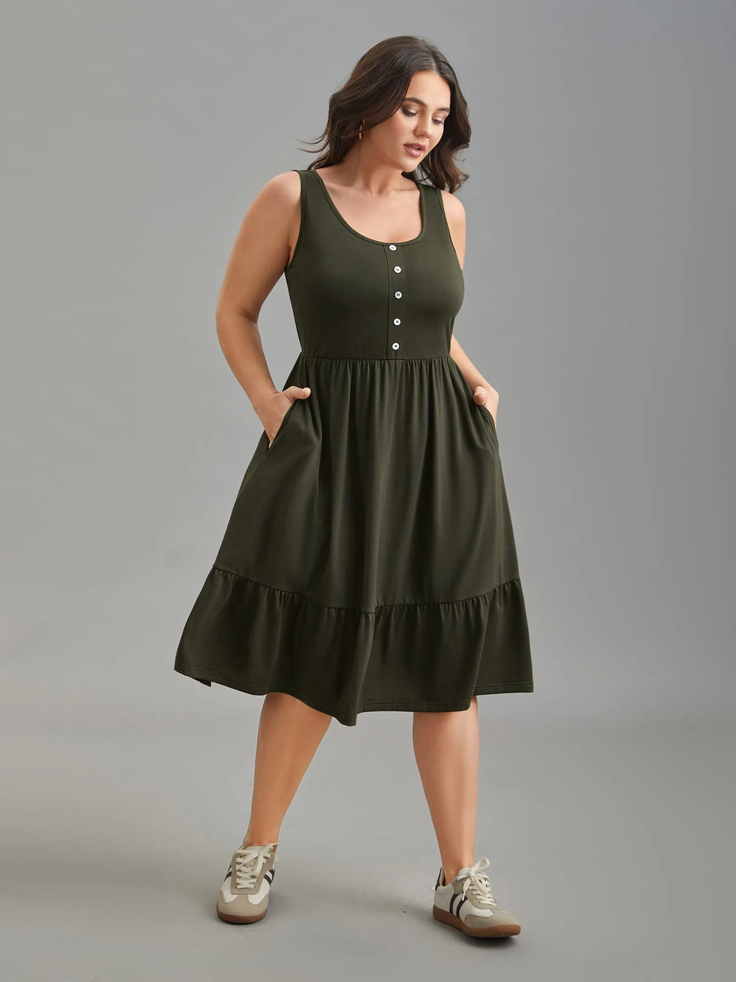 Supersoft Stretchy Waist Pockets Midi Dress sold by Bloomchic product image thumbnail 2