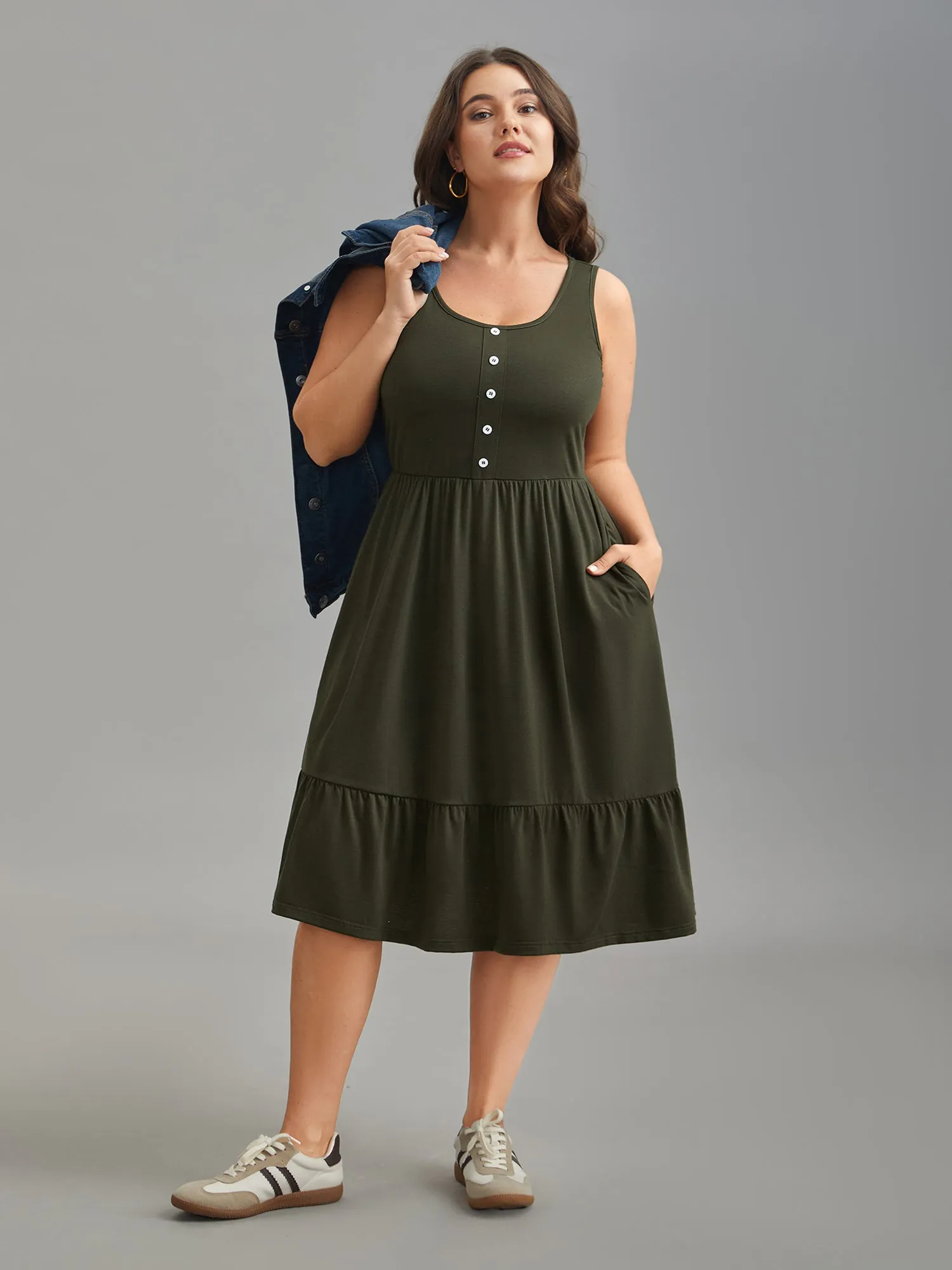 Supersoft Stretchy Waist Pockets Midi Dress sold by Bloomchic product image thumbnail 4