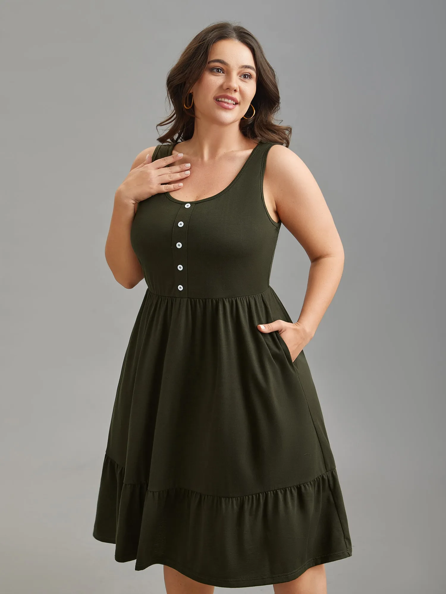 Supersoft Stretchy Waist Pockets Midi Dress sold by Bloomchic product image thumbnail 3