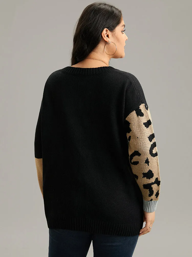 Leopard Colorblock Contrast Pullover sold by Bloomchic product image thumbnail 2