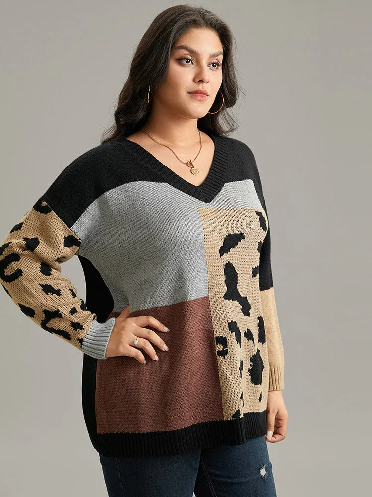 Leopard Colorblock Contrast Pullover sold by Bloomchic product image thumbnail 3