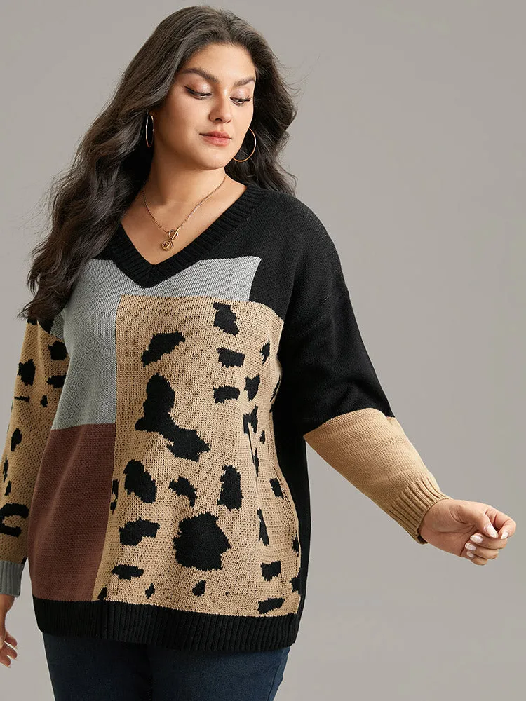 Leopard Colorblock Contrast Pullover sold by Bloomchic product image thumbnail 4