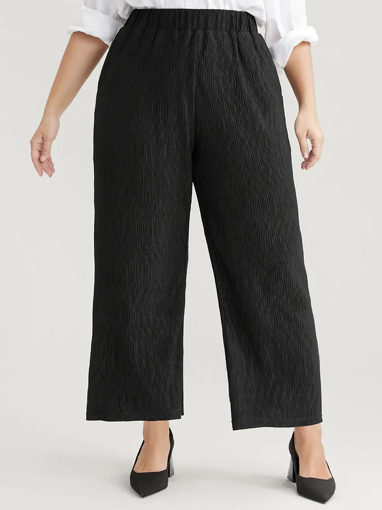 Solid Pocket Textured Elastic Waist Pants sold by Bloomchic product image thumbnail 2