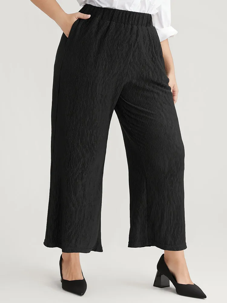 Solid Pocket Textured Elastic Waist Pants sold by Bloomchic product image thumbnail 5