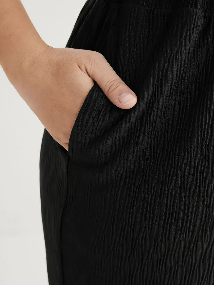 Solid Pocket Textured Elastic Waist Pants sold by Bloomchic product image thumbnail 4