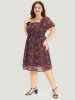 Ditsy Floral Mesh Elastic Waist Puff Sleeve Dress sold by Bloomchic