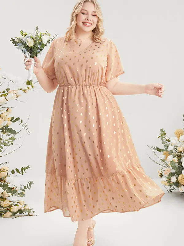 Polka Dot V Neck Pocket Ruffle Hem Maxi Dress sold by Bloomchic