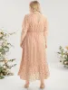 Polka Dot V Neck Pocket Ruffle Hem Maxi Dress sold by Bloomchic