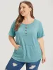 Plain Heather Button Detail Patch Pocket T-shirt sold by Bloomchic