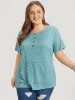 Plain Heather Button Detail Patch Pocket T-shirt sold by Bloomchic