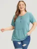 Plain Heather Button Detail Patch Pocket T-shirt sold by Bloomchic