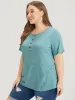 Plain Heather Button Detail Patch Pocket T-shirt sold by Bloomchic